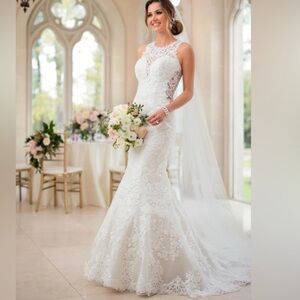 Stella York Wedding Dress Style 6487 Lace Mermaid Train 16 *Read Description*